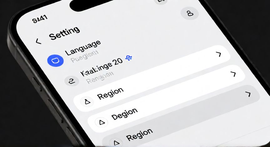 Pantalla de configuración de idioma en un teléfono inteligente moderno