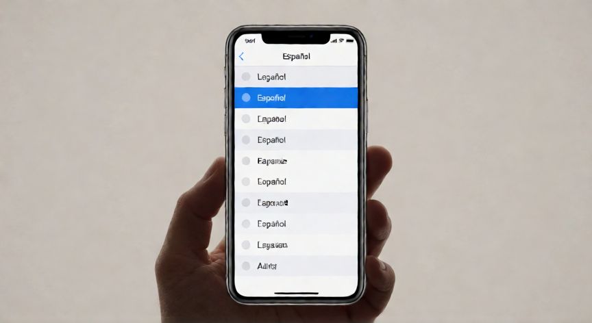 como cambiar el idioma del iphone, Selección del idioma español en la lista de opciones del iPhone