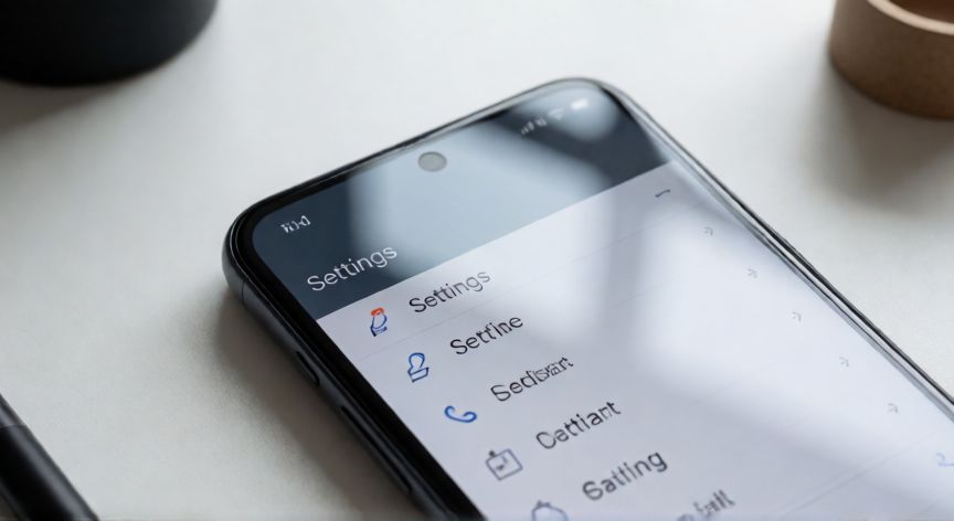 Pantalla de ajustes en un teléfono Xiaomi sobre escritorio