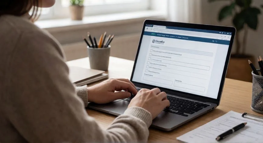 Persona realizando la gestión online del Registro Social de Hogares desde casa