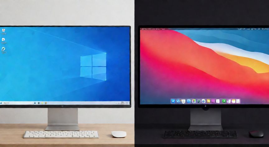 como cambiar el juego de pantalla pc, Comparativa visual de fondos de escritorio en sistemas operativos Windows y macOS