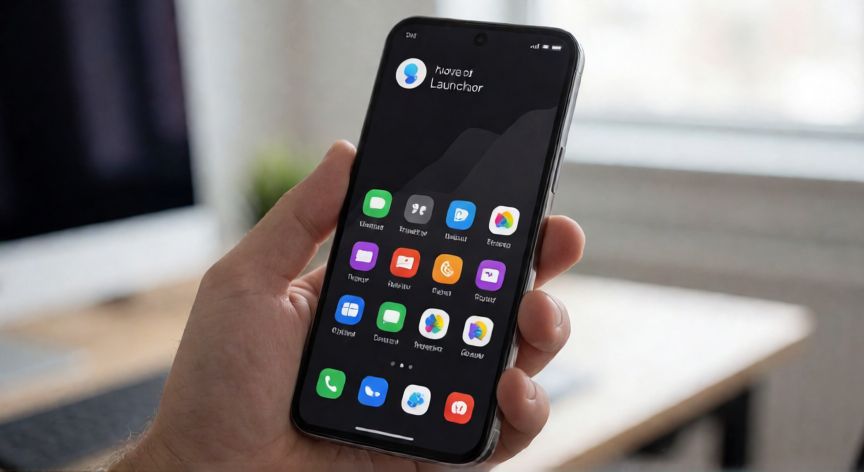 Smartphone mostrando la interfaz de Nova Launcher instalada en un dispositivo Xiaomi