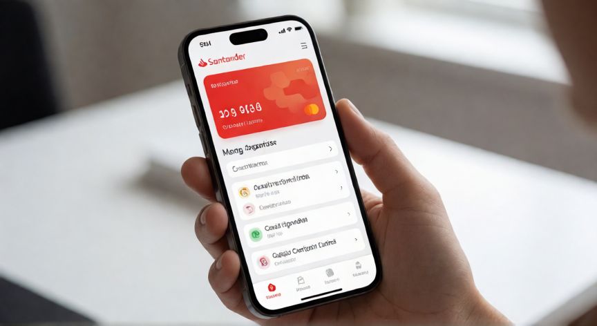 como cambiar el limite de la tarjeta santander, Persona usando la app Mi Santander para gestionar su tarjeta
