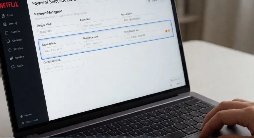 Pantalla de ordenador mostrando la configuración de pagos en Netflix