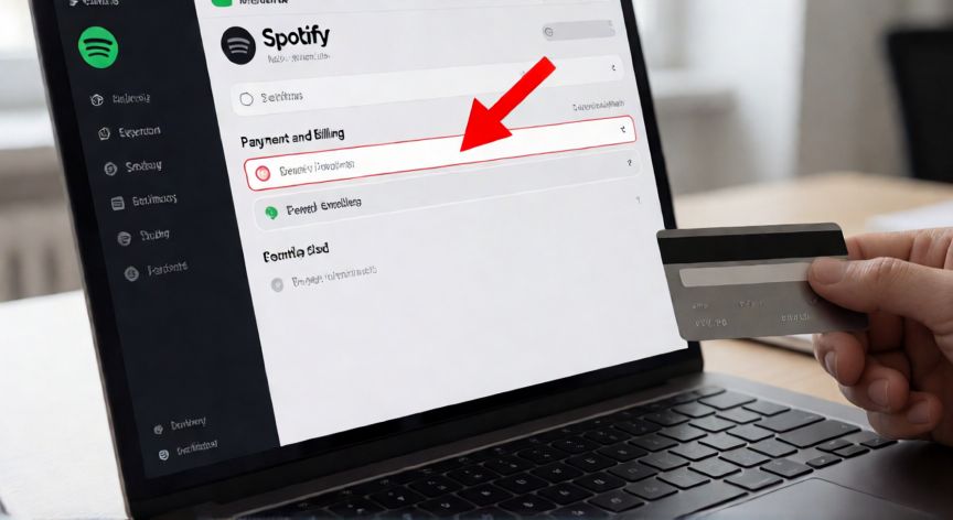 Pantalla de ordenador mostrando la sección de pagos de Spotify