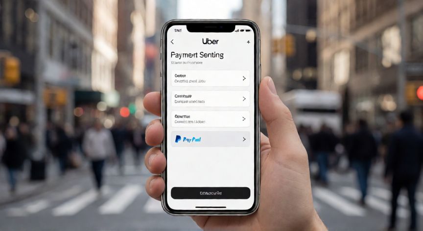 Pantalla de la aplicación Uber mostrando las opciones de pago