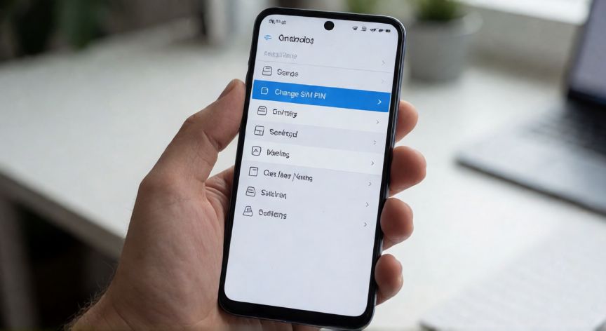 como cambiar el pin de la sim, Pantalla de ajustes de un móvil Android para cambiar el PIN de la SIM