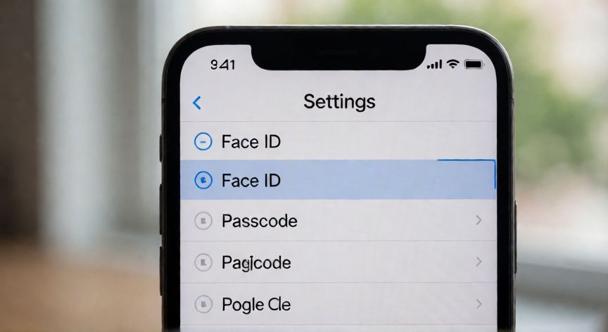 Menú de ajustes del iPhone mostrando la opción Face ID y código
