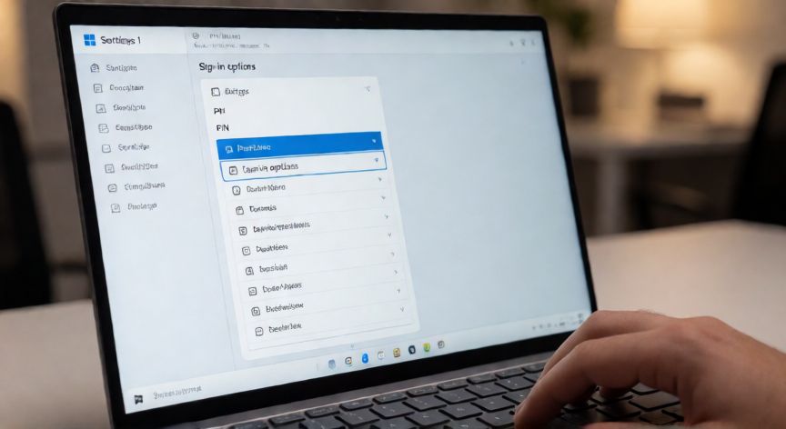 Pantalla de configuración de Windows 11 mostrando las opciones de inicio de sesión y el PIN