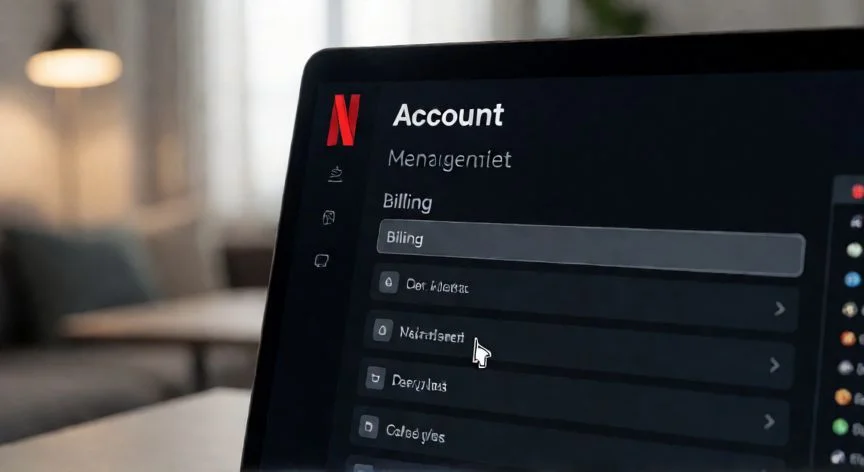 Interfaz de gestión de cuenta en la web de Netflix