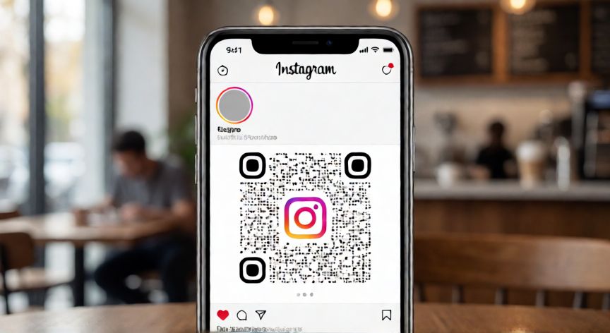 como cambiar el qr de instagram, Código QR de Instagram visible en la pantalla de un smartphone