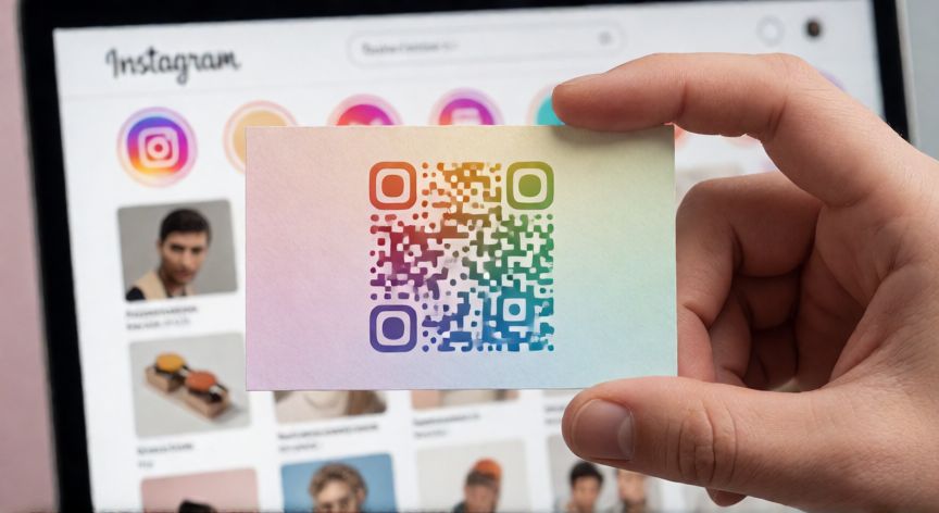 como cambiar el qr de instagram, Tarjeta de visita impresa con un código QR personalizado estilo Instagram