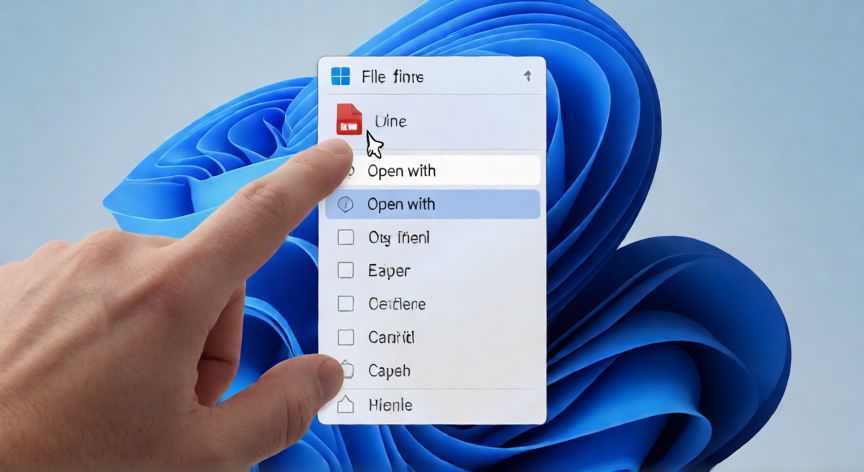 como cambiar el reproductor de video predeterminado en windows 11, Usuario seleccionando la opción abrir con en el explorador de archivos de Windows 11