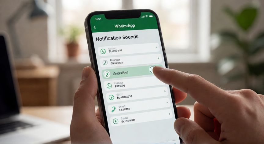 como cambiar el sonido de las notificaciones de whatsapp, Interfaz de ajustes de sonido de notificaciones en WhatsApp para iPhone
