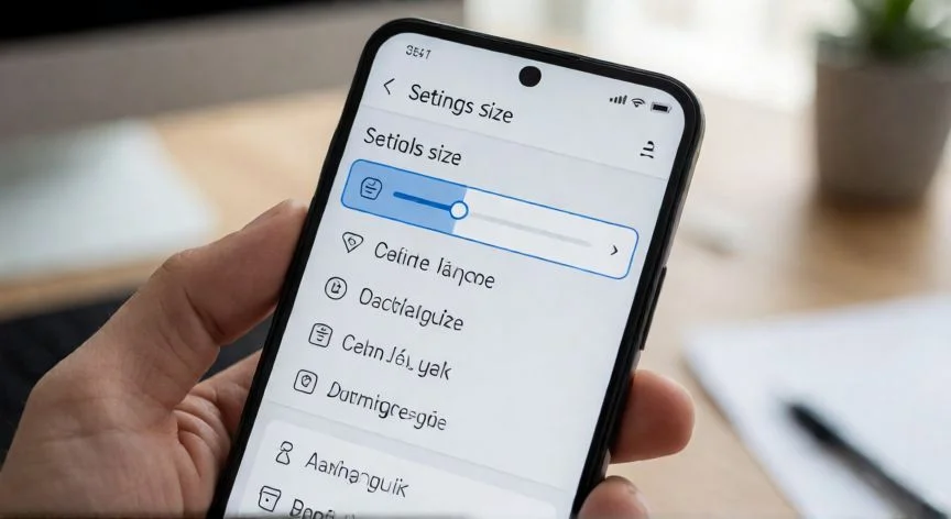Pantalla de ajustes de un móvil Android mostrando la opción de tamaño de texto