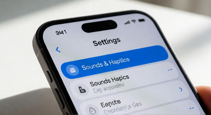 Pantalla del iPhone mostrando los ajustes de sonido y vibración