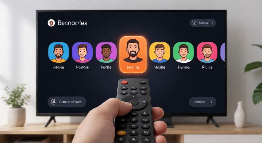 como cambiar el usuario de movistar plus, Pantalla de selección de perfil en la televisión con el control remoto