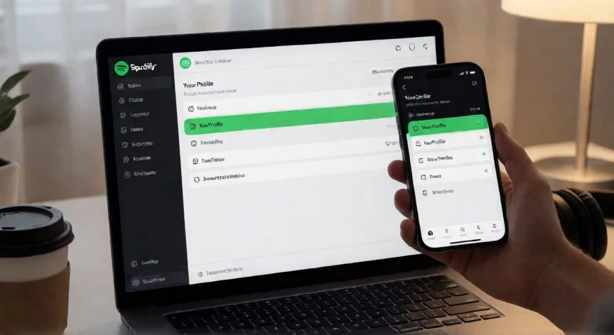 Pantalla de ordenador mostrando la configuración de perfil en Spotify