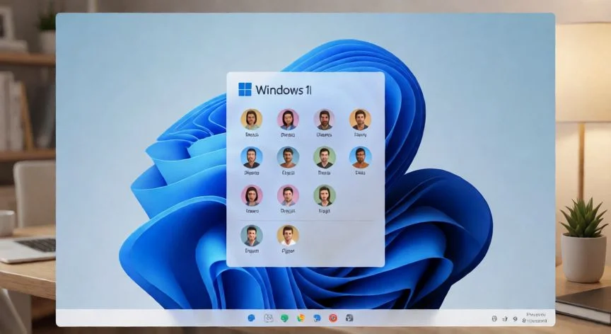 Pantalla de inicio de sesión de Windows con múltiples perfiles de usuario visibles