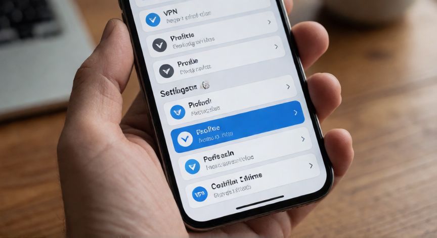 Borrando el perfil de VPN antiguo en los ajustes del teléfono móvil