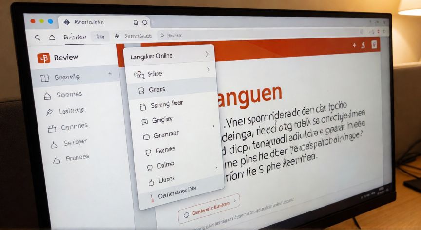 como cambiar idioma en powerpoint online, Diálogo de idioma de revisión ortográfica abierto en PowerPoint Online sobre una presentación