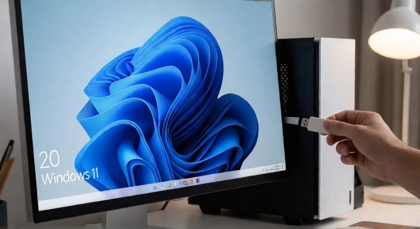 Ordenador con instalación de Windows 11 en progreso