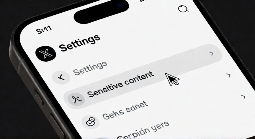 Pantalla de configuración de X mostrando la opción de contenido sensible