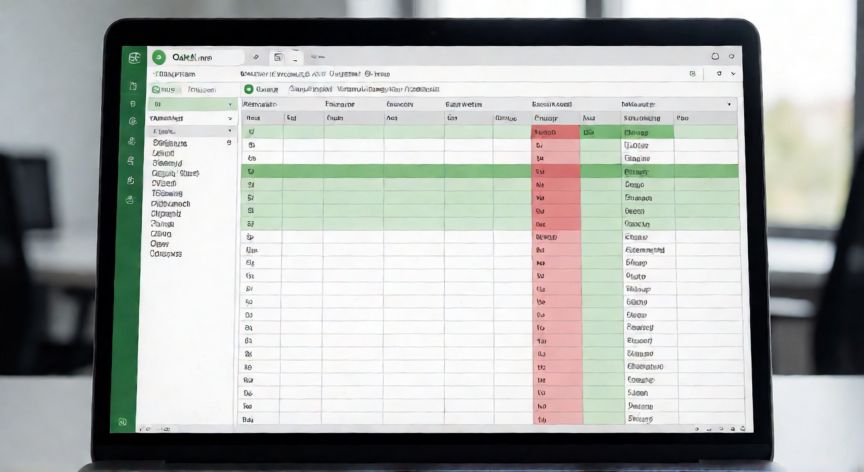 como colocar en excel opciones, Hoja de cálculo Excel con listas desplegables y formato condicional aplicado