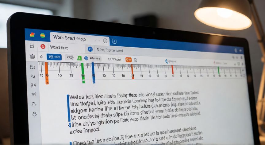 como colocar en word la regla, Regla horizontal de Word con tabulaciones y sangrías configuradas para alinear texto