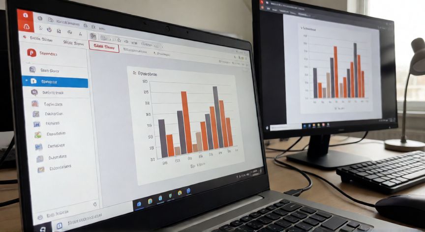 como colocar powerpoint no modo apresentação, Setup com dois monitores: edição no PowerPoint e apresentação em tela cheia no projetor