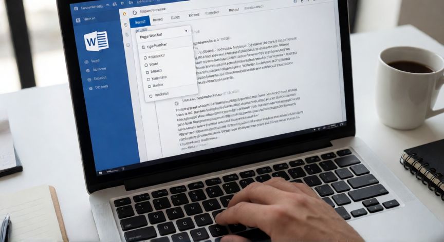 como como enumerar paginas en word, Pantalla de Word mostrando el menú Insertar con la opción Número de página desplegada