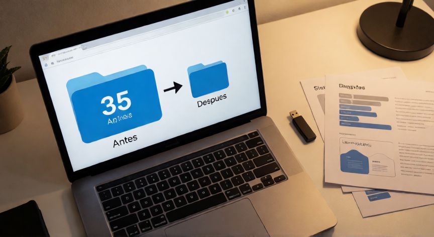 como comprimir un archivo en powerpoint, Comparación visual del tamaño de un archivo de PowerPoint antes y después de comprimirlo