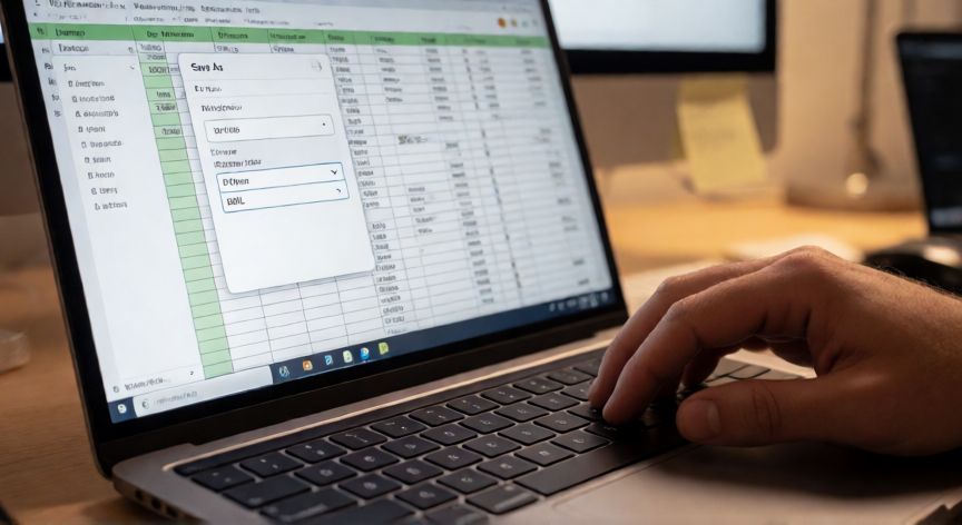 como convertir excel en xml, Pantalla de Excel mostrando la opción Guardar como con el tipo de archivo XML seleccionado