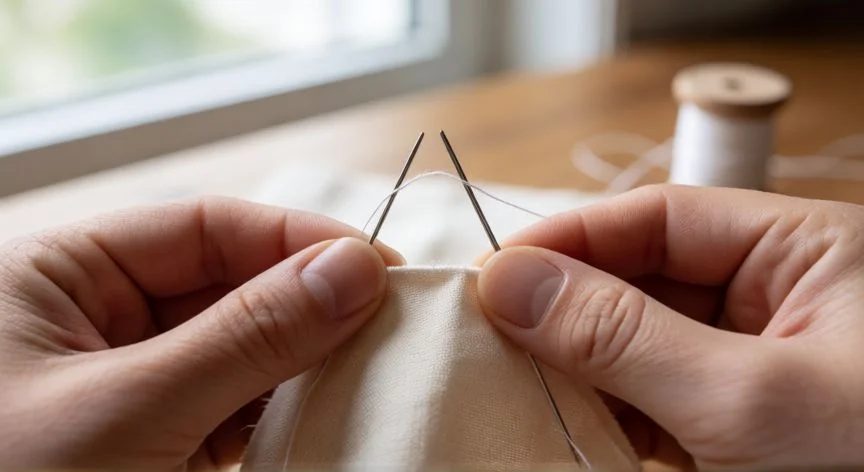 Cómo coser con 2 agujas a mano: técnica paso a paso