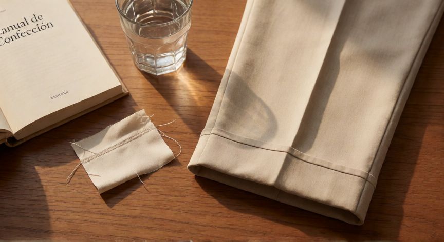 como coser invisible, Comparativa del derecho y revés de una costura punto invisible terminada en el dobladillo de un pantalón