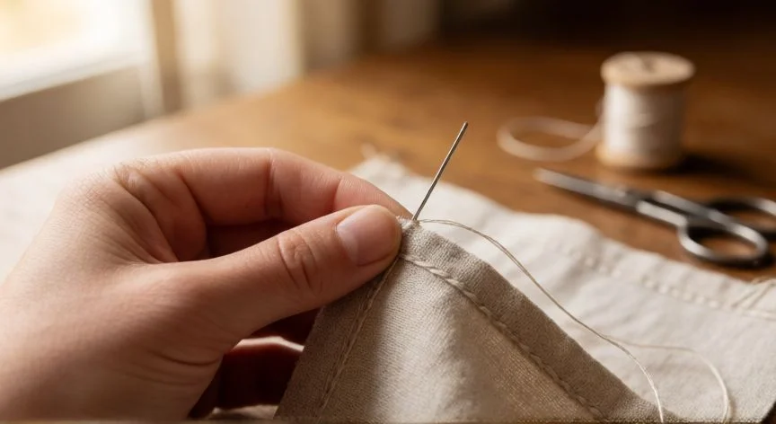 Cómo coser una puntada invisible a mano paso a paso