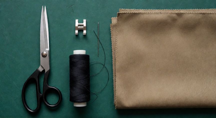 como coser kevlar, Herramientas de costura sobre tapete con tejido de Kevlar en sarga color caña