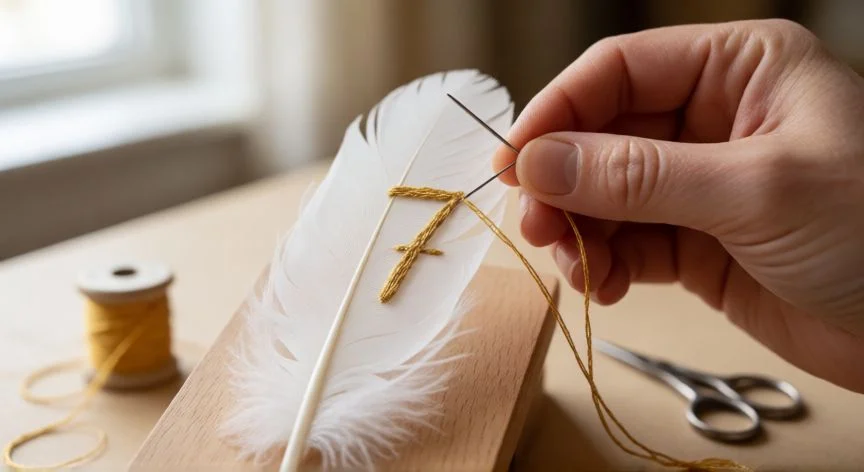Cómo coser el número 7 en una pluma o prenda plumífera