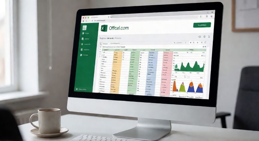 como descargar excel gratis, Ordenador de escritorio con Excel abierto en la versión web de Office.com