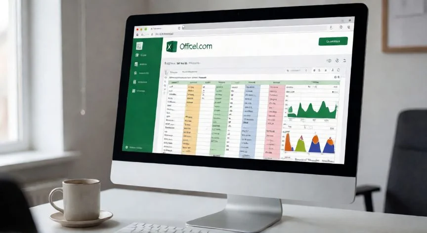 Ordenador de escritorio con Excel abierto en la versión web de Office.com
