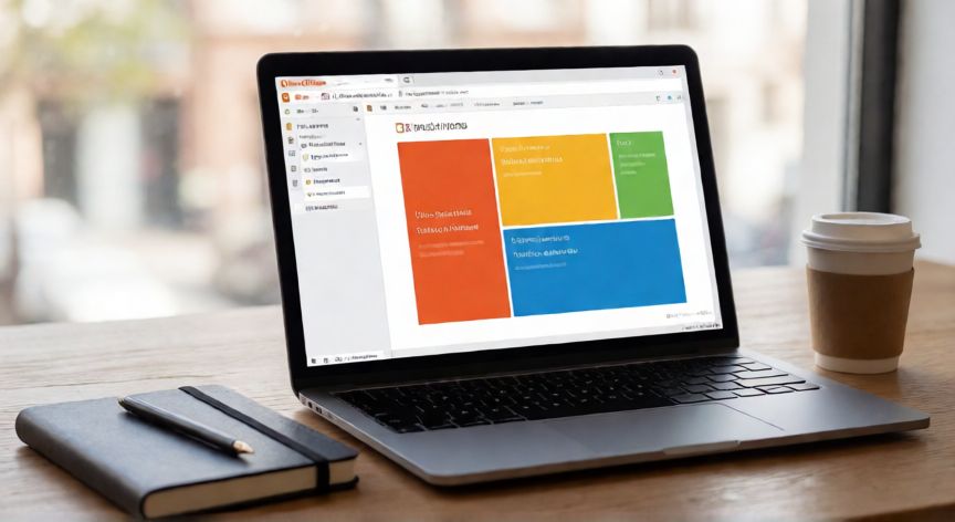 como descargar powerpoint gratis para pc, Portátil mostrando LibreOffice Impress como alternativa gratuita a PowerPoint