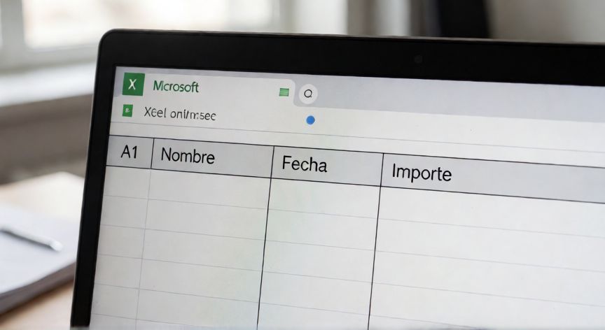 Tres celdas adyacentes en Excel con bordes internos simulando una celda dividida en tres partes
