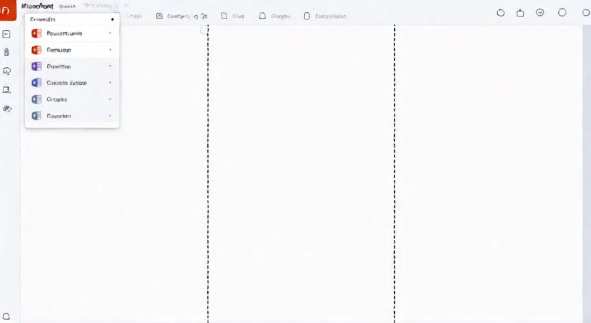 como dividir una diapositiva de powerpoint en 3 partes iguales, Diapositiva de PowerPoint con dos guías verticales dividiendo la presentación en tres columnas iguales