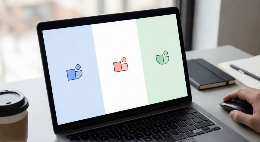como dividir una hoja de powerpoint en 3 partes, Pantalla de PowerPoint mostrando una diapositiva dividida en tres columnas verticales de colores pastel