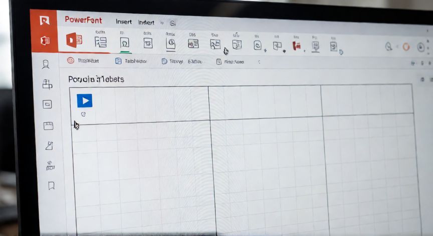 como dividir una hoja de powerpoint en 3 partes, Vista de la interfaz de PowerPoint insertando una tabla de tres columnas para dividir la diapositiva