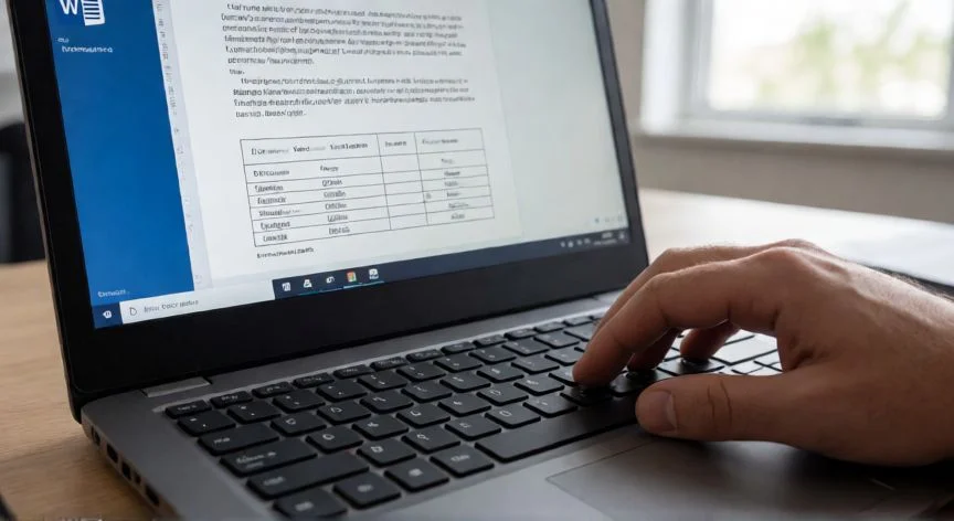 Manos duplicando una página en Microsoft Word usando atajos de teclado
