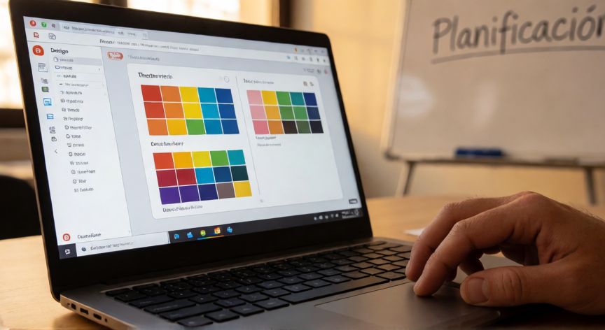 como editar en powerpoint, Manos editando una diapositiva en PowerPoint con la pestaña Diseño activa en pantalla