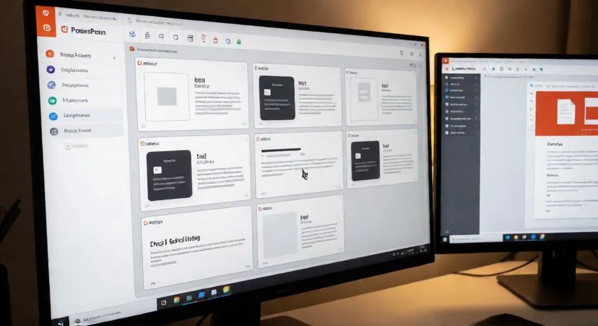 como editar powerpoint, Computer screen showing PowerPoint slide master editing interface
