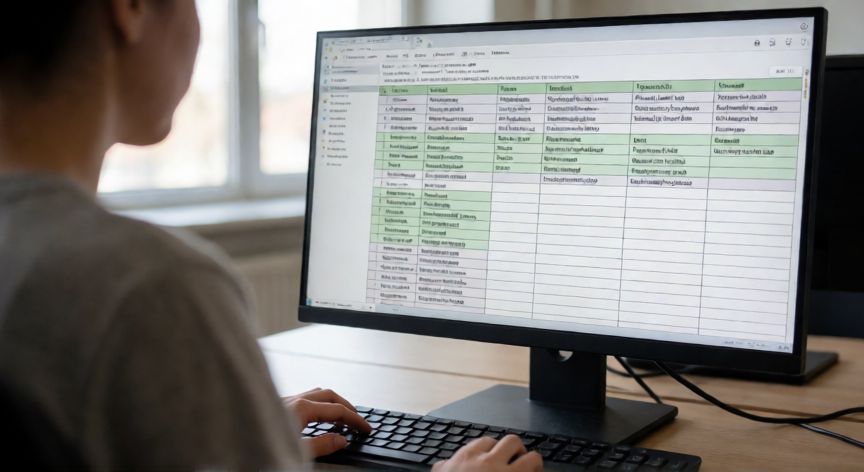 como eliminar espacios en blanco excel, Persona usando Excel para detectar y eliminar espacios en blanco en celdas de una hoja de cálculo