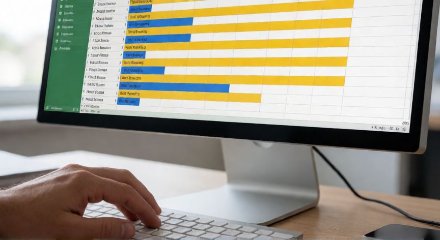 como eliminar filas en blanco excel, Persona seleccionando filas en blanco en una hoja de cálculo de Excel en su ordenador